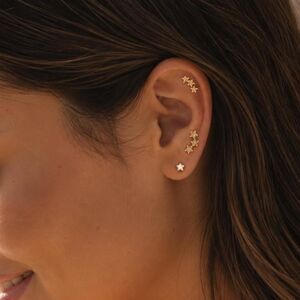 gold celestial star stud earrings D223
